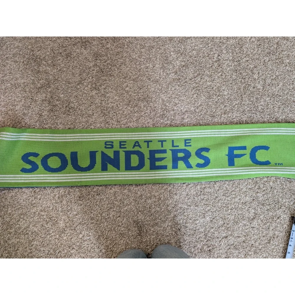 Seattle Sounders FC Soccer Club Knit Scarf Adidas Green And Blue Double Sided
